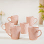 Subtle Pink Cup Set Of 6 Ideal For Tea Coffee 220ml - Coffee mugs, ceramic mug set, coffee mug set, pink ceramic mugs, ceramic mug set of 6