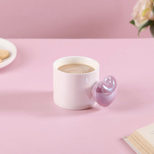Balloon Heart Ceramic Coffee Mug Purple Set Of 2 330ml