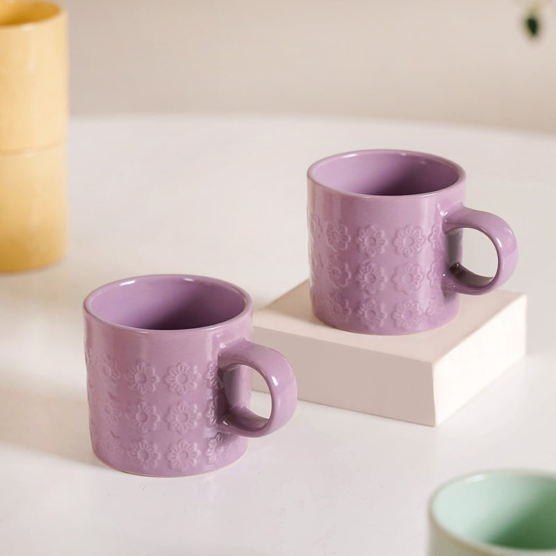 Eclectic Mugs Set Of 8 Multicolour 220ml - Pastel coffee mugs, tea cups, tea cup set, ceramic tea cups, coffee mugs, ceramic mugs, coffee mug set