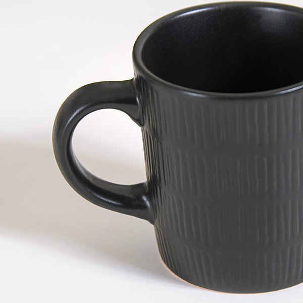 Black Lined Coffee Mug Set Of 6 220ml