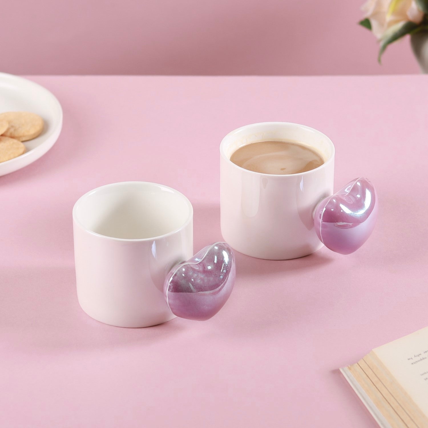 Coffee Cups Tea Pink Heart, Purple Ceramic Coffee Cup