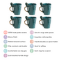 Cup With Spoon Set Of 6 Glossy Dark Green 350ml - Coffee mugs, ceramic mug set, coffee mug set, coffee mug with spoon