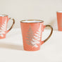 Fern Leaves Ceramic Mug Set Of 6 Coral Orange 350ml - Coffee mugs, ceramic mug set, coffee mug set, printed coffee mugs, metallic mugs, printed mugs