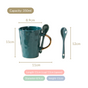 Cup With Spoon Set Of 6 Glossy Dark Green 350ml - Coffee mugs, ceramic mug set, coffee mug set, coffee mug with spoon