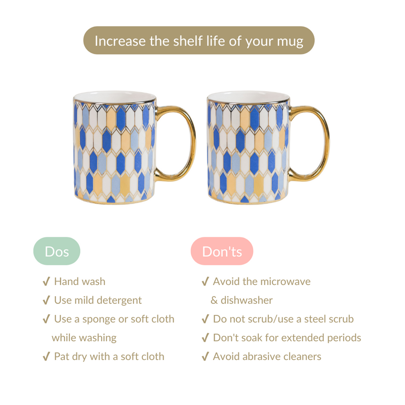 Set Of 2 Splendour Ceramic Mugs With Gift Box 350ml - Coffee mugs, coffee mug set, ceramic coffee mugs, printed coffee mugs, tea cups, tea cup set