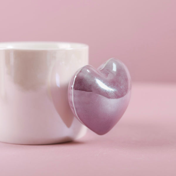 Balloon Heart Ceramic Coffee Mug Purple Set Of 2 330ml