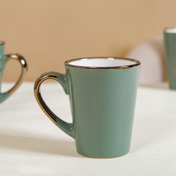 Fern Leaves Coffee Mug Set Of 6 Dark Green 350ml