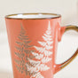 Fern Leaves Ceramic Mug Set Of 6 Coral Orange 350ml - Coffee mugs, ceramic mug set, coffee mug set, printed coffee mugs, metallic mugs, printed mugs