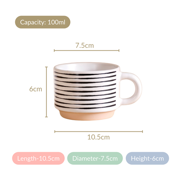 Set Of 4 Stackable Ceramic Cups With Stand 100ml