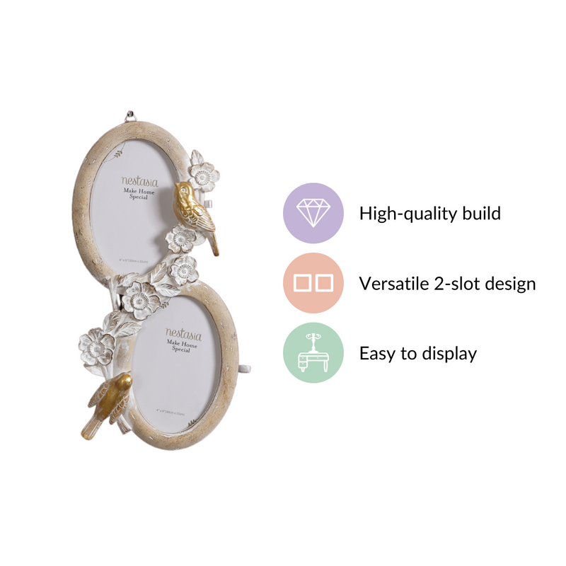 Bird Decor Wall Photo Frame 13"x6.5"- Photo frame, wall frame, round photo frame, decorative photo frame, wall decor, picture frames