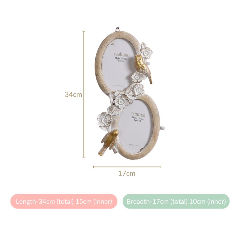 Bird Decor Wall Photo Frame 13"x6.5"- Photo frame, wall frame, round photo frame, decorative photo frame, wall decor, picture frames