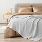Combed Cotton Waffle Sofa Throw Blanket Light Grey 220x200cm