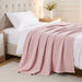 Combed Cotton Waffle Sofa Throw Blanket Pink 220x200cm