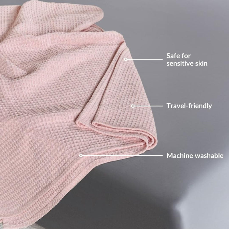 Combed Cotton Waffle Sofa Throw Blanket Pink 220x200cm
