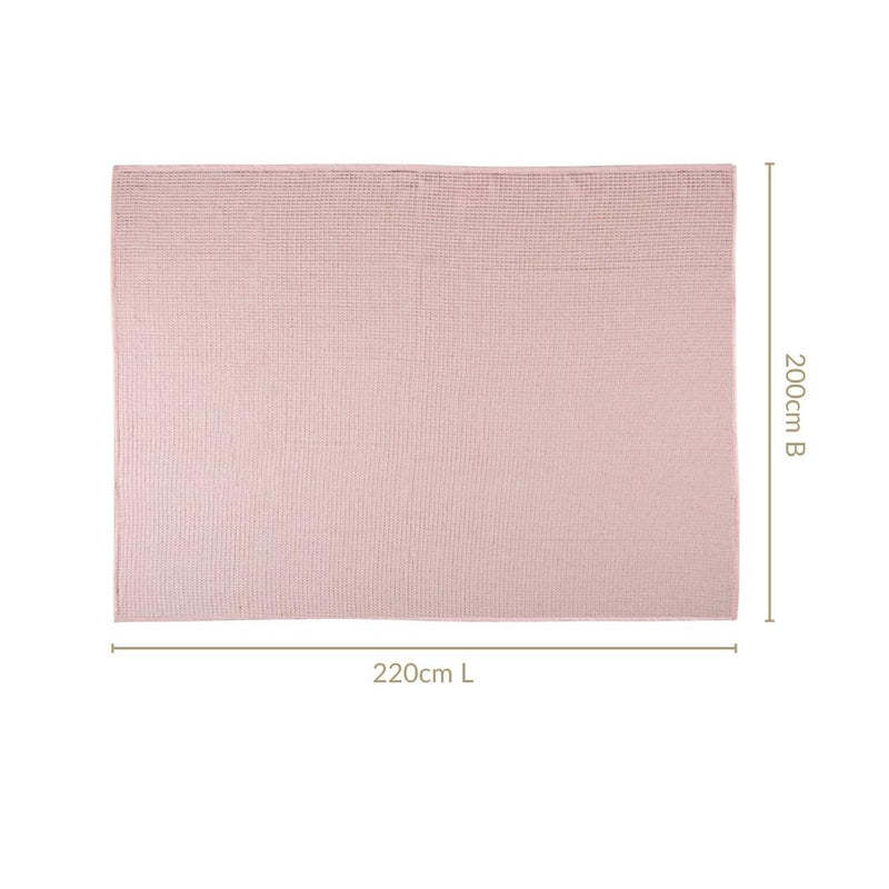 Combed Cotton Waffle Sofa Throw Blanket Pink 220x200cm