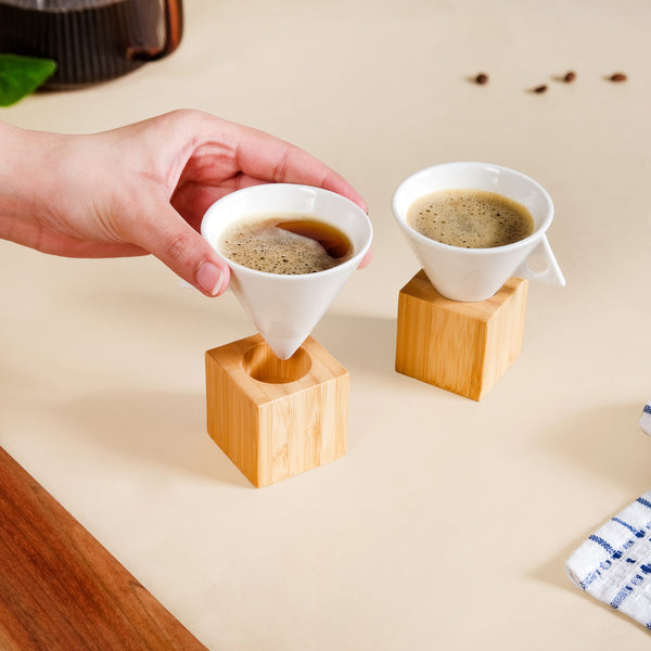 Conical Espresso Cup With Stand Set Of 2 90ml