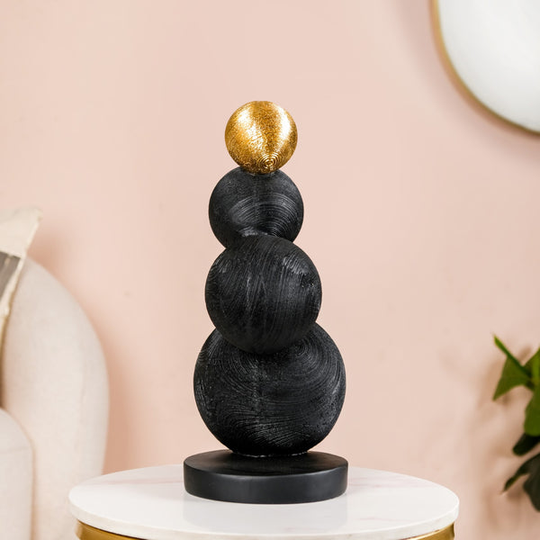 Stacked Modern Sphere Sculpture Black And Gold