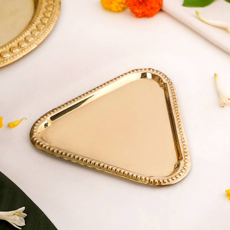Contemporary Triangular Brass Decorative Tray