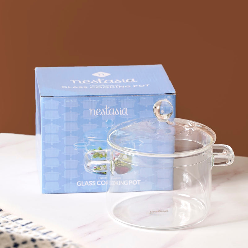 Borosilicate Stovetop Glass Cooking Pot With Lid 1500ml