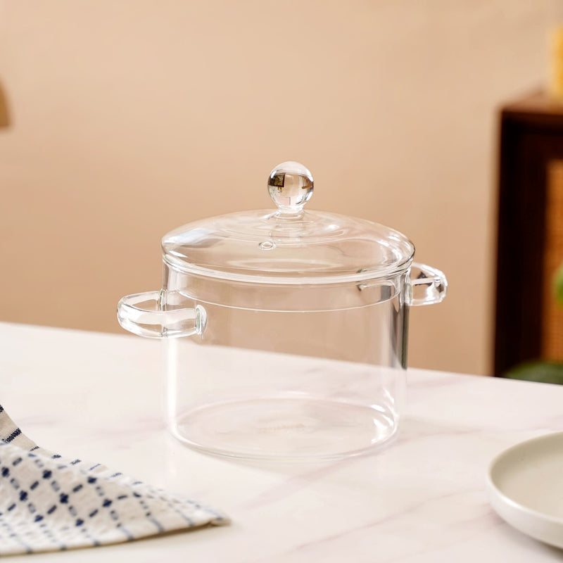 Borosilicate Stovetop Glass Cooking Pot With Lid 1500ml