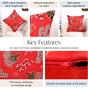 Festive Pine Leaves Bright Red Couch Cushion Cover 40x40cm