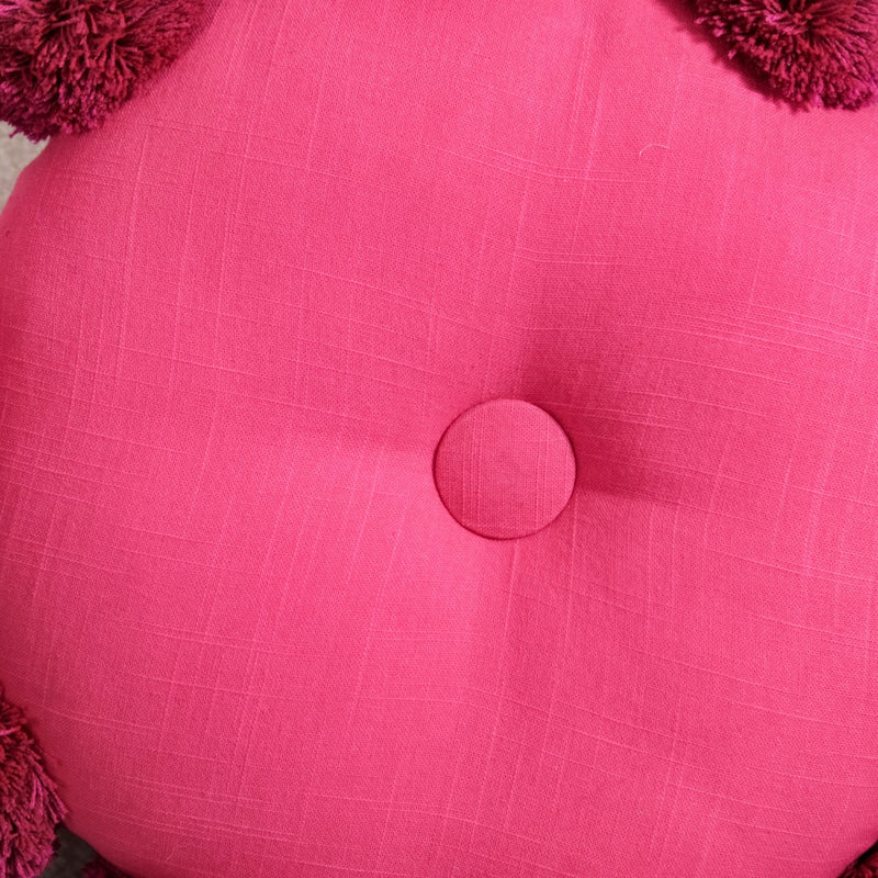Pink Cotton Cushion With Pom Poms 17x17 Inch