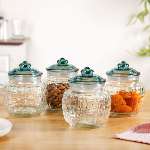 Vintage Basket Weave Jar Set Of 4 750ml