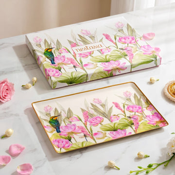 Lotus Garden Serving Tray In Gift Box