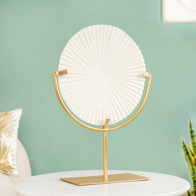 White Ribbed Disc Home Decor