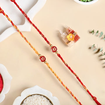 Scarlet Bloom Mauli Rakhi Set