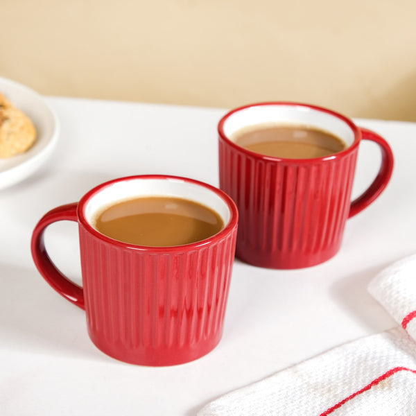 Cresta Ceramic Coffee Mug Set Of 6 Red 300ml