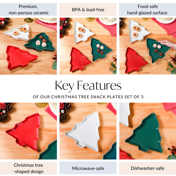 Christmas Tree Snack Plates Set Of 3