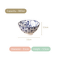 Blue Print Ceramic Snack Bowls Set Of 4 300ml- bowl sets, serving bowls set, pink bowls, printed bowls, big bowl sets, serving dishes, serving bowls