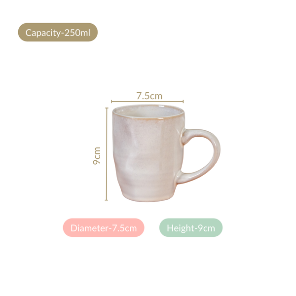 Set Of 6 Sera Ceramic Coffee Mug Off White 250ml