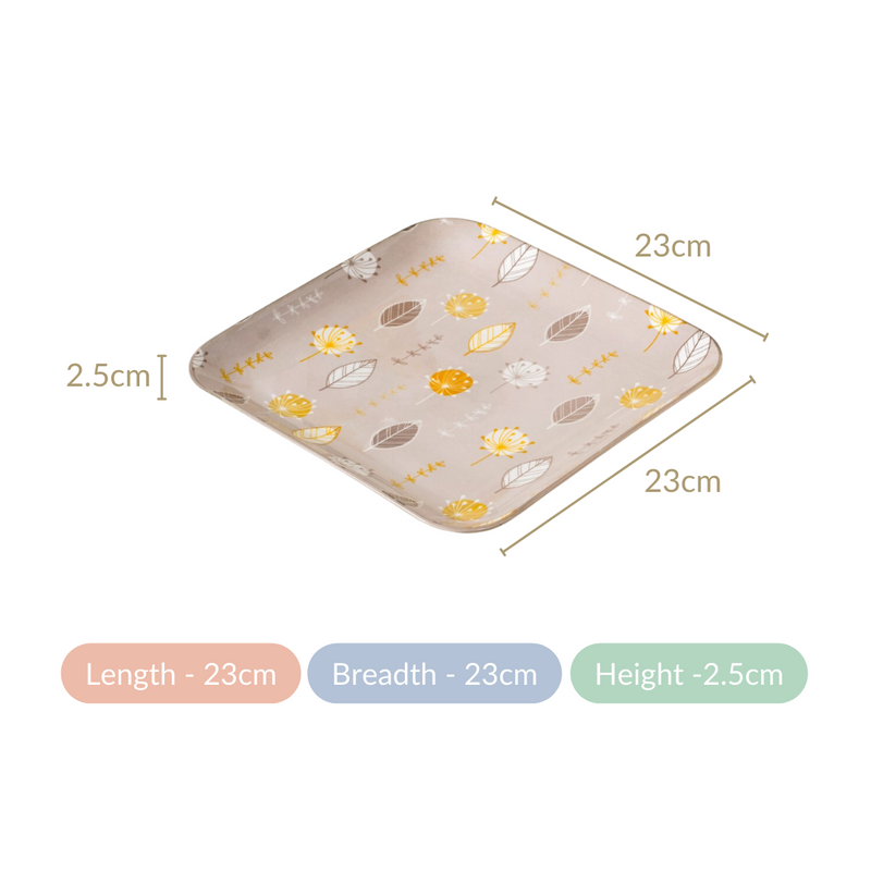 Dandelion Square Dinner Plates Set Of 4 9x9 Inch - Ceramic dinner plates, dinner plate set, square dinner plates, ceramic plates