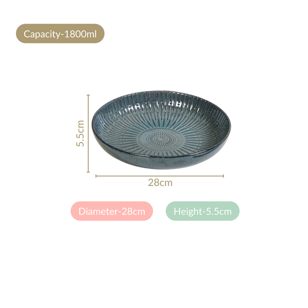 Set Of 2 Spiral Design Large Serving Dishes 1800ml