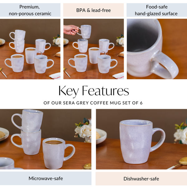 Sera Lavender Coffee Mug Set Of 6 250ml