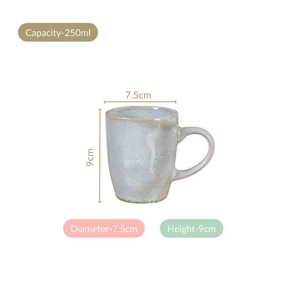 Set Of 6 Sera Light Green Ceramic Coffee Mug 250ml