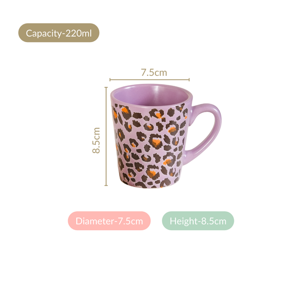 Leopard Print Mug Lilac Set Of 6 220ml