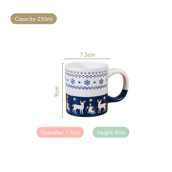 Set Of 4 Winter Wonderland Ceramic Coffee Mug 250ml