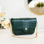 Green Croco Textured Shoulder Bag