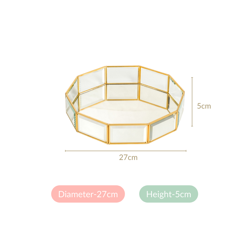 Crystal Glam Vanity Makeup Tray Large- Decagon Crystal Tray, Glam Vanity Tray, Large Makeup Tray, Crystal Vanity Tray