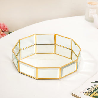 Crystal Glam Vanity Makeup Tray Large- Decagon Crystal Tray, Glam Vanity Tray, Large Makeup Tray, Crystal Vanity Tray