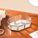 Crystal Mirror Base Vanity Tray Silver Small