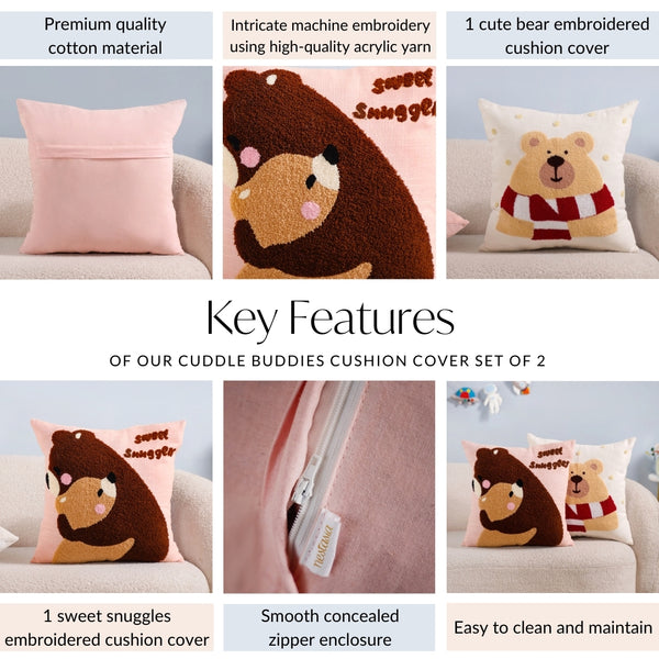 Cuddle Buddies Cushion Cover Set Of 2 40x40cm