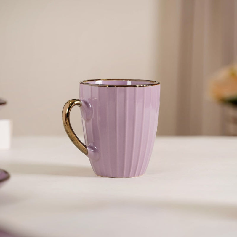 Nori Lined Tea Cup And Saucer Set Of 6 Lavender 250ml - Tea cup set, tea cups, coffee cups, ceramic tea cups, cups and saucers, cup and saucer set