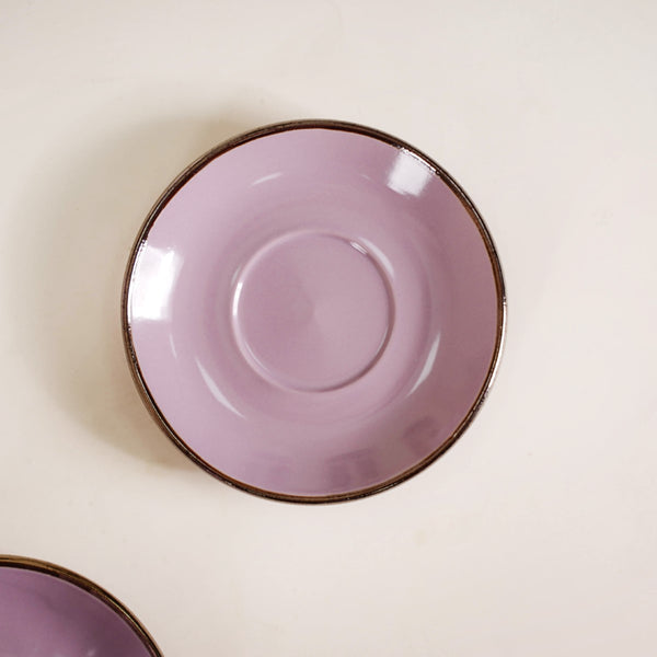 Purple Ribbed Coffee Cup And Saucer Set Of 6 250ml