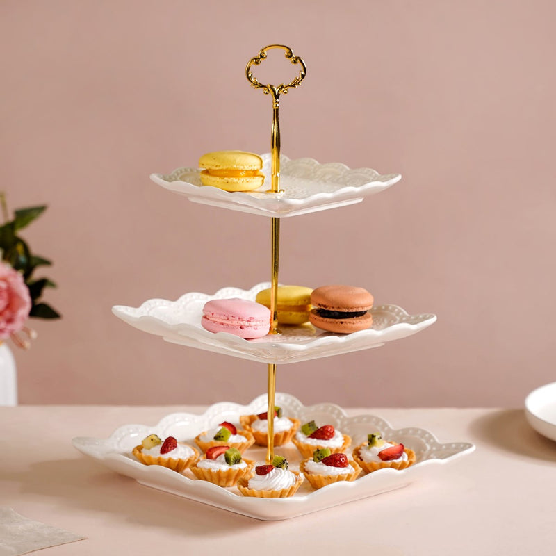 Sugar Square White 3-tier Cupcake Stand