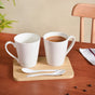 Set Of 4 Ceramic Coffee Mugs And Spoons With Wooden Tray 350ml