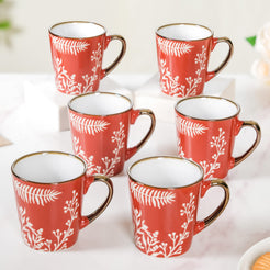 Red Tea Coffee Cup Set of 6 200ml - Tea cup set, tea cups, coffee cups, ceramic tea cups, tea cup set of 6, coffee mugs, coffee mug set